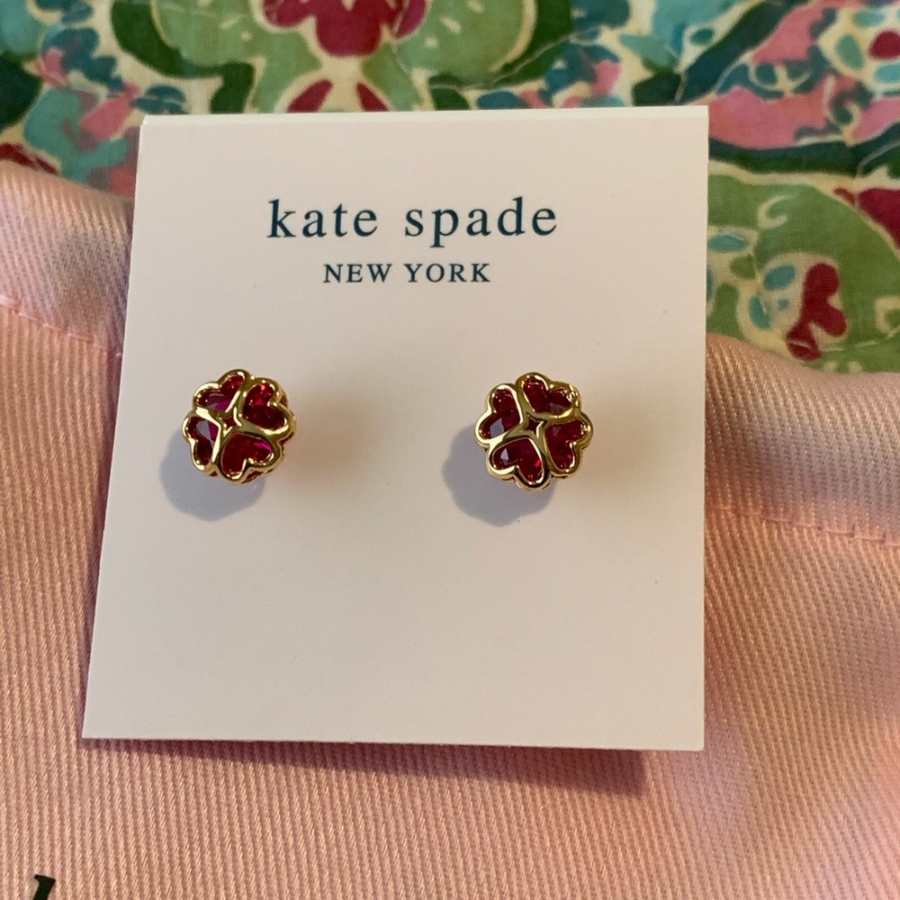 New Kate Spade Ruby Red CZ Earrings, NWOT
